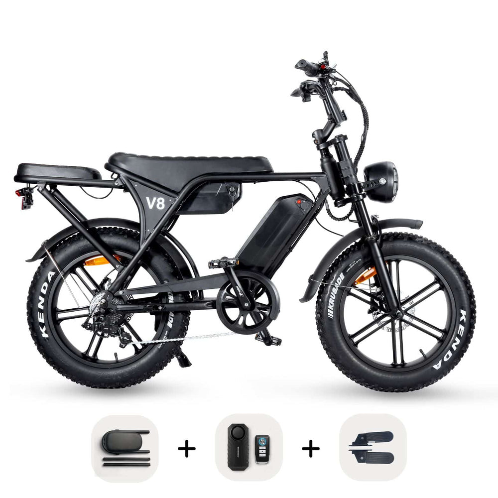 Ouxi V8 MAX 3.0 2024 (Schwarz) Doppelte Batterie + Alarm + Fußstützen + ART 3 Kettenschloss + Hydraulische Bremsen + Montage