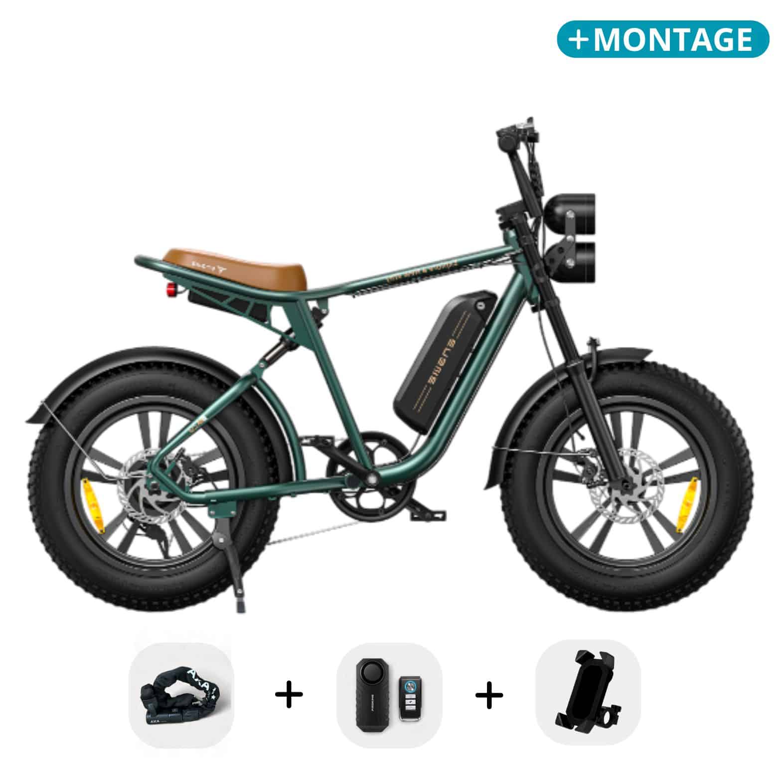 ENGWE M20 - Fatbike - Grün + ART 2 Schloss + Alarmsystem + Telefonhalter