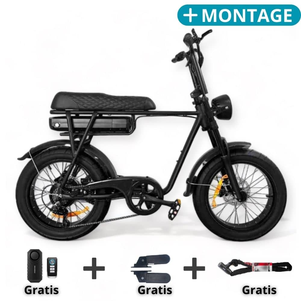 EB2 Fatbike Zwart + Art 3 kettingslot + Alarm-systeem + Gratis montage