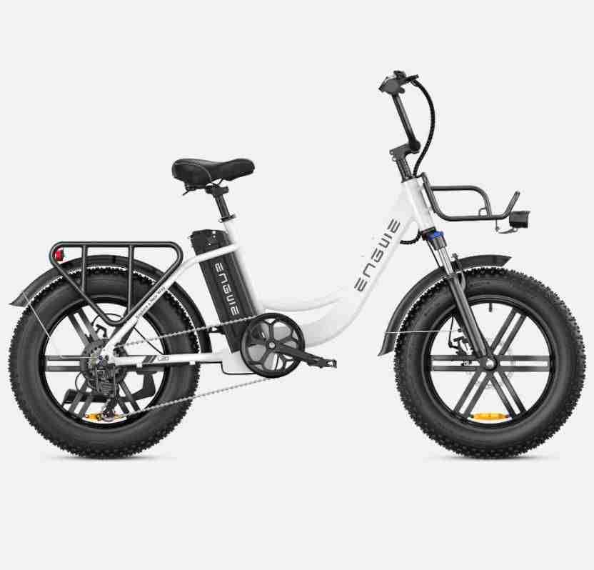 Engwe L20 - Fatbike - Wit + Art 2 kettingslot + voorrekje + alarmsysteem + telefoonhouder
