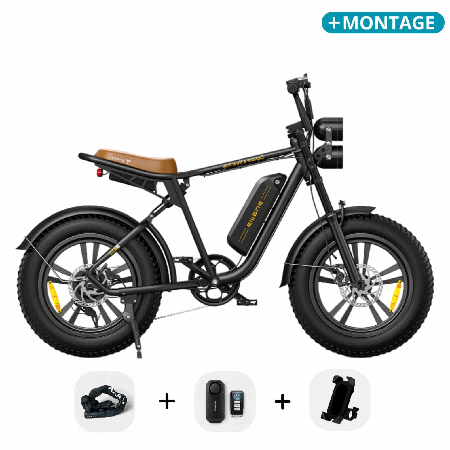 ENGWE M20 - Fatbike - Weiß + ART 2 Schloss + Alarmsystem + Telefonhalter